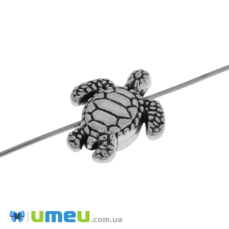 Намистина мет. Черепаха, 18х16 мм, Античне срібло (BUS-039081)