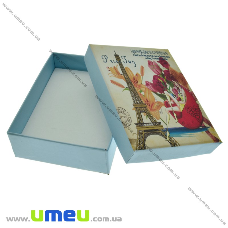 Подарункова коробочка Прямокутна з малюнком, 9х7х3 см, Блакитна (UPK-023165)