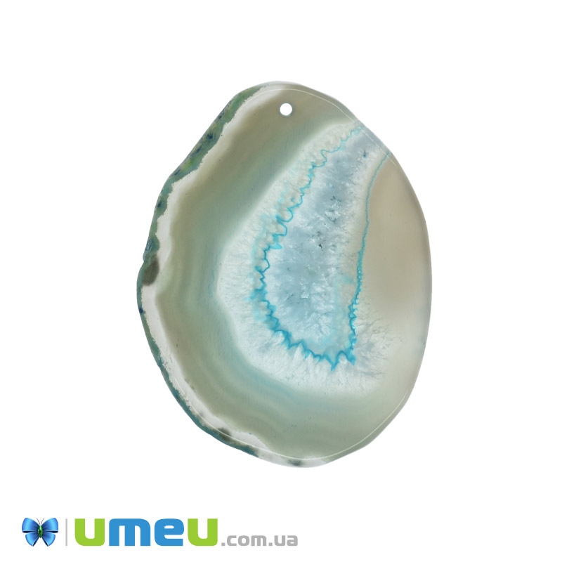 Зріз Агата, Сіро-блакитний, 64х48 мм (POD-020162)