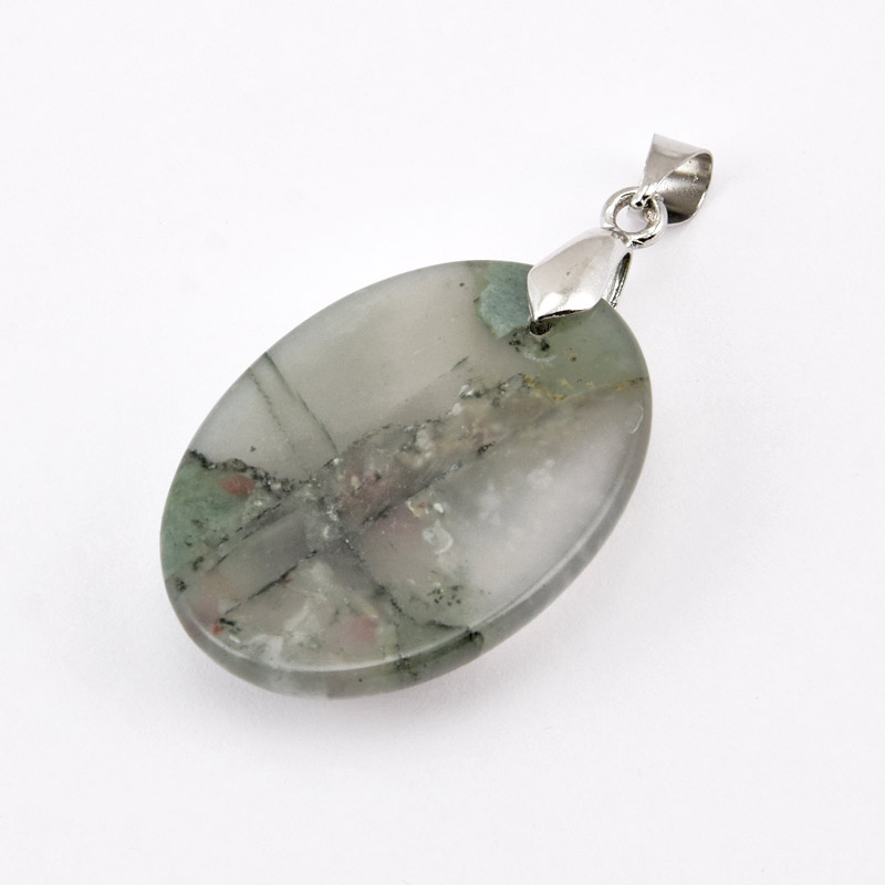 Підвіска Овал, Натур. камінь Геліотроп, 30х22 мм (POD-058718)