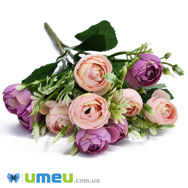 Букет камелії, 35 см, Персиково-бузковий (DIF-048331)