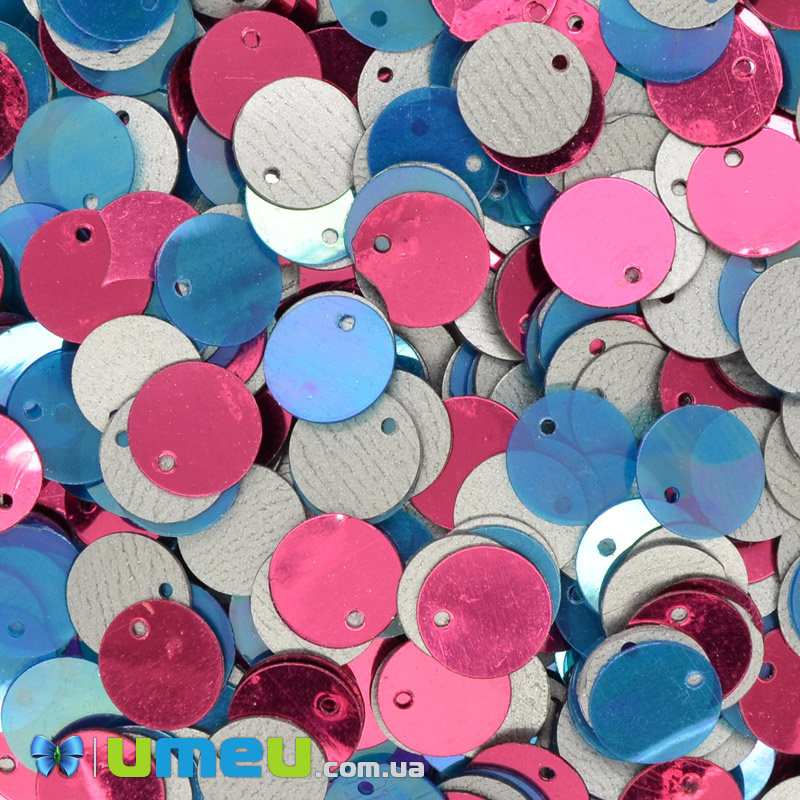 Паєтки Індія круглі плоскі (зміщений отвір), 8 мм, Мікс (PAI-041445)