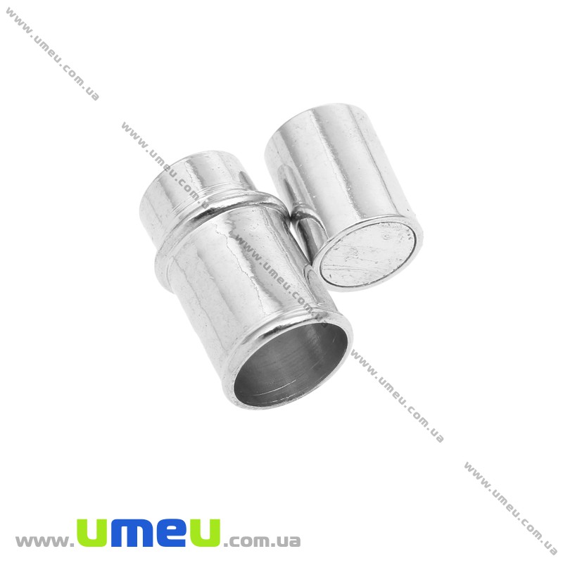 Замок магнітний для вклеювання шнура, Темне срібло, 17х9 мм (ZAM-020089)