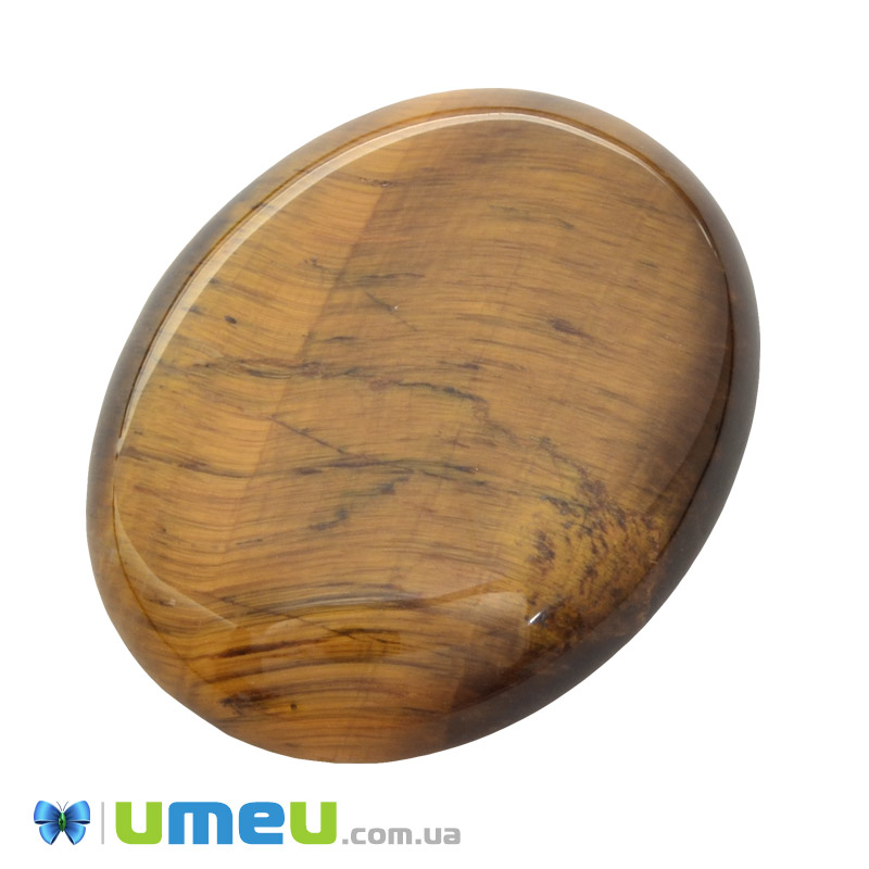 Кабошон нат. камінь Тигрове око, Овал, 40,3 х30,3 мм (KAB-050021)