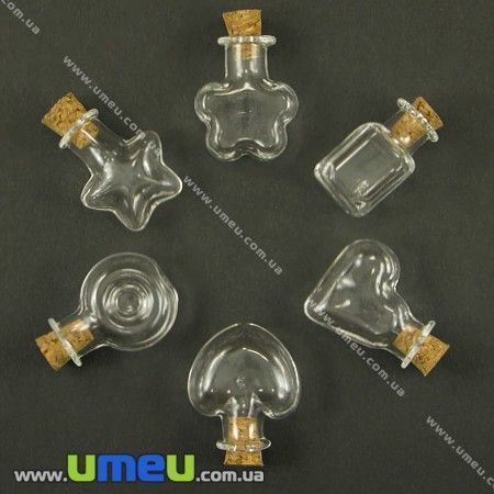 Скляна баночка Квітка, Прозора, 24х20 мм (DIF-001862)