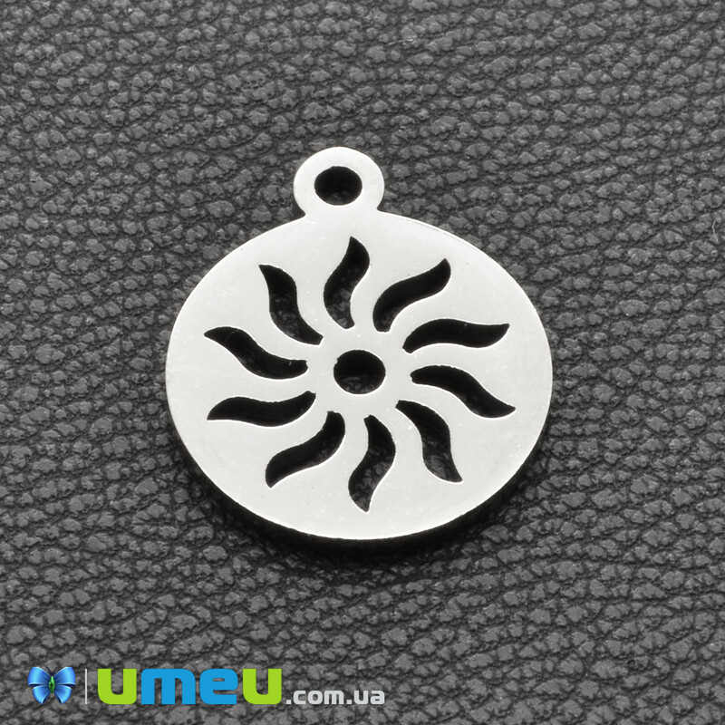 Підвіска з нержавіючої сталі Сонце, 14х12 мм, Темне срібло (STL-043156)