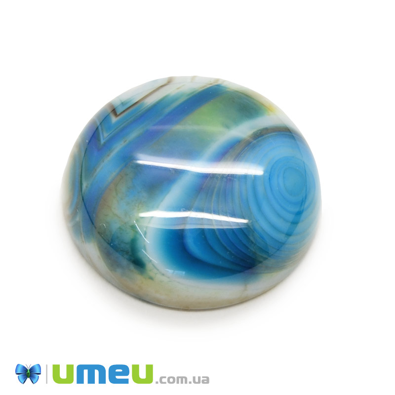 Кабошон нат. камінь Агат синій, Круглий, 20,4 мм (KAB-049985)