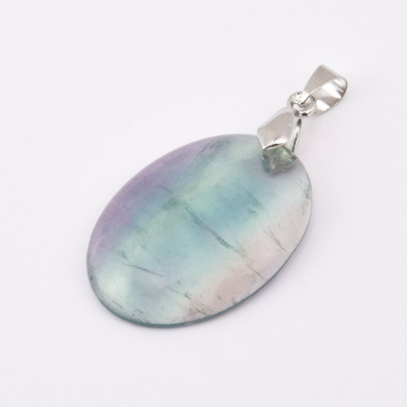 Підвіска Овал, Натур. камінь Флюорит, 30х22 мм (POD-058710)
