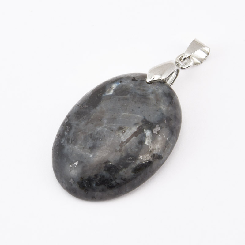 Підвіска Овал, Натур. камінь Ларвікіт, 30х22 мм (POD-058715)