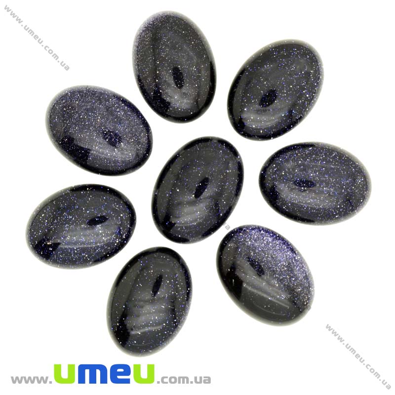 Кабошон нат. камень Авантюрин синий, Овал, 30х22 мм (KAB-012700)