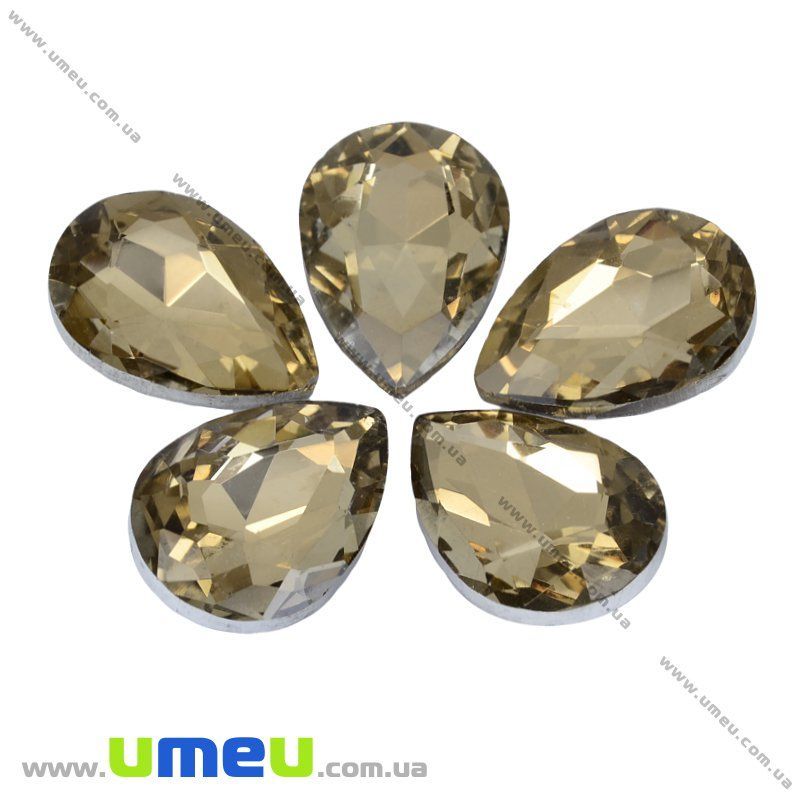 Ріволі скляний УЦЕНКА, Крапля гранована, 18х13 мм, Бежевий (KAB-013231)