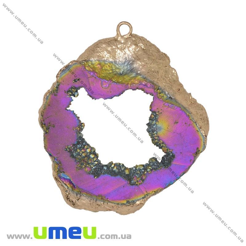 Подвеска из натурального камня, Друза агата, Ирис, 60х53 мм (POD-031594)