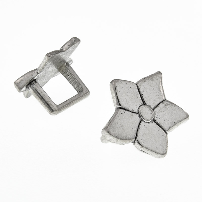 Намистини мет. Квітка, 18х17 мм, Античне срібло (BUS-009161)