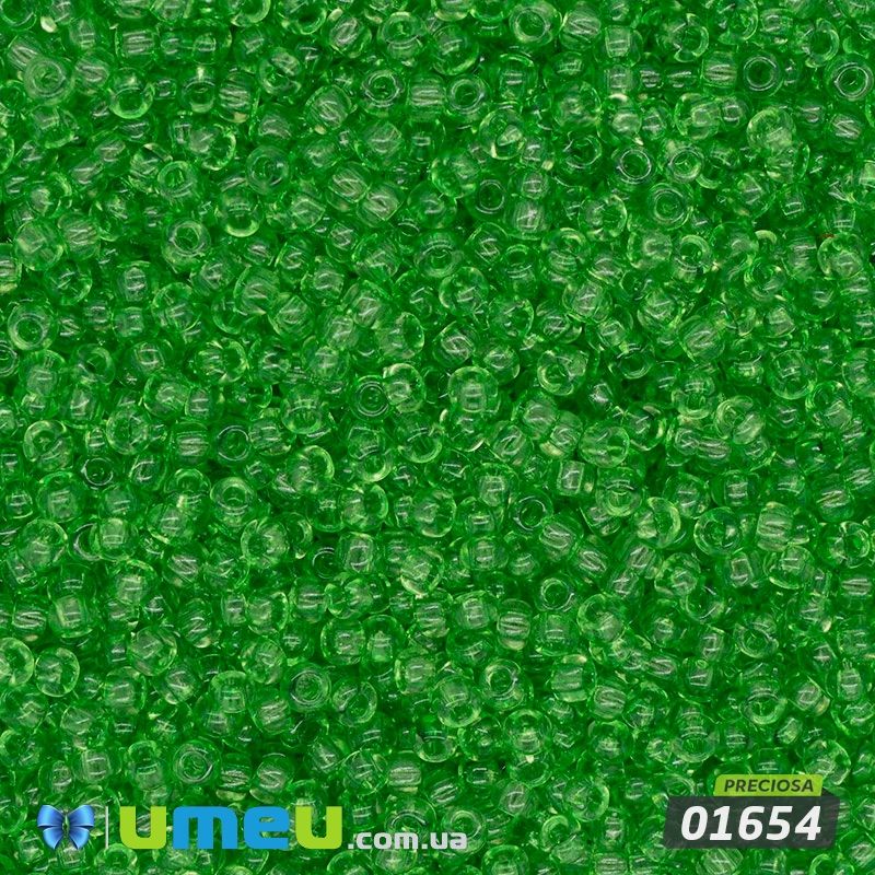 Бісер чеський №154/01654, Зелений, Прозорий, 10/0 (BIS-043752)