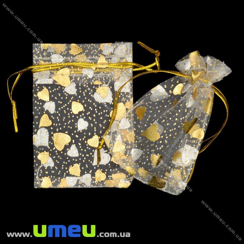 Подарункова упаковка з органзи, 5х7 см, Біла (UPK-012350)