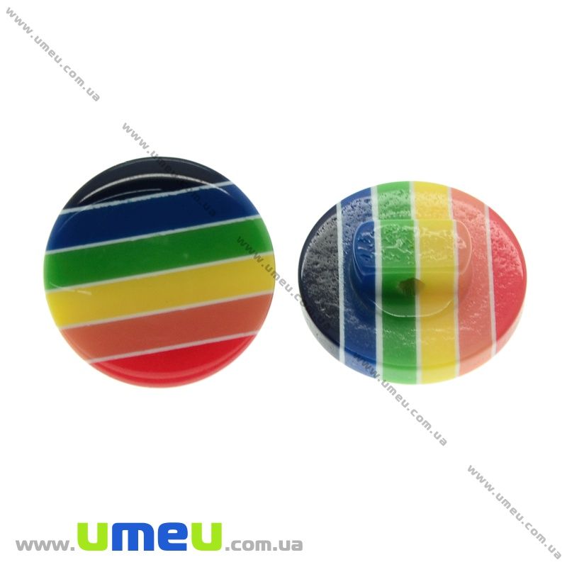 Гудзик пластиковий на ніжці Смугастий, 14 мм, Різнокольоровий (PUG-021440)