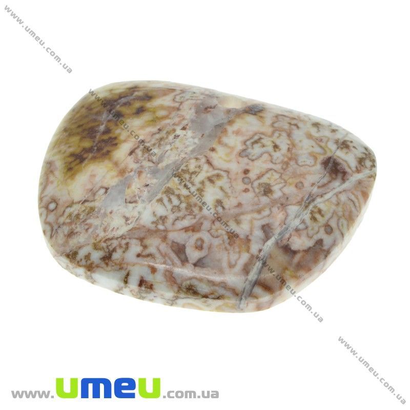 Підвіска з натурального каменю, Агат мереживний (Crazy Agate), 42х36 мм (POD-032999)