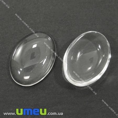 Кабошон стеклянный Линза овальная, 30х20 мм, Прозрачный (KAB-002645)