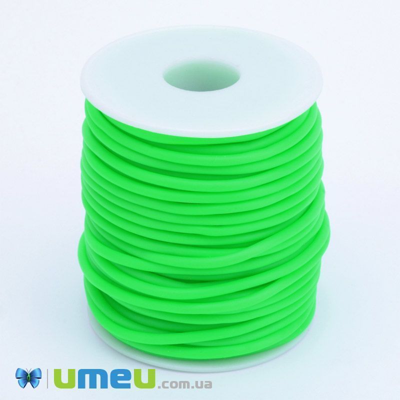 Шнур каучуковый полый, 3 мм, Салатовый (LEN-040187)