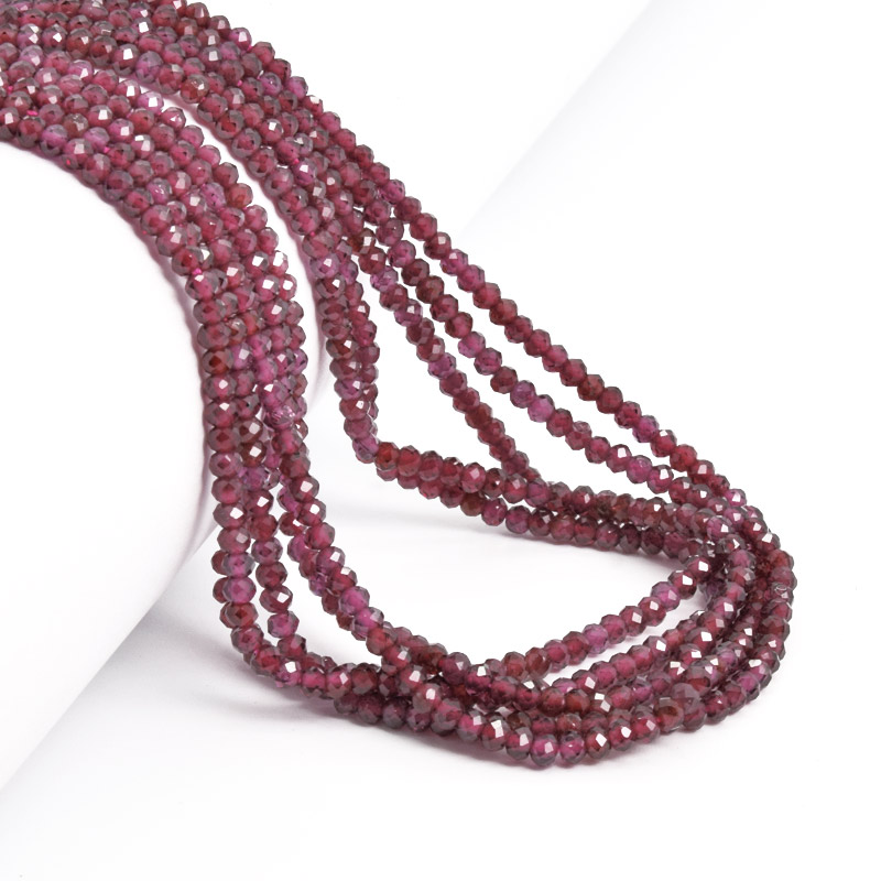 Намистини Гранат, Натур. камінь, 3х2 мм, Ронделі (BUS-058208)