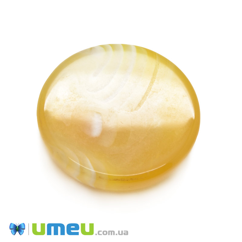 Кабошон нат. камінь Агат жовтий, Круглий, 20,2 мм (KAB-049947)