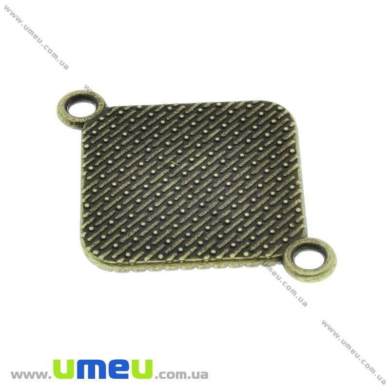 Основа-коннектор ромб, 39х30 мм, 14х14 мм, Античная бронза (OSN-033692)