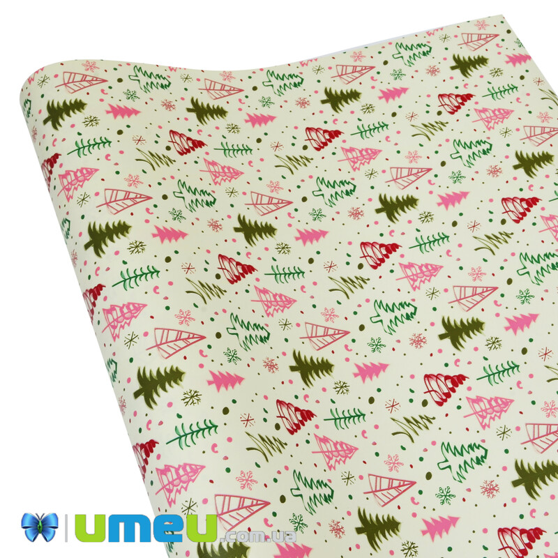 Пакувальний папір Новорічний, Бежевий, 76х100 см (UPK-043016)