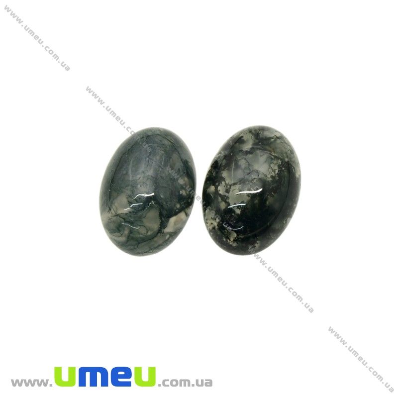 Кабошон нат. камінь Агат моховий, Овал, 14х10 мм (KAB-025984)