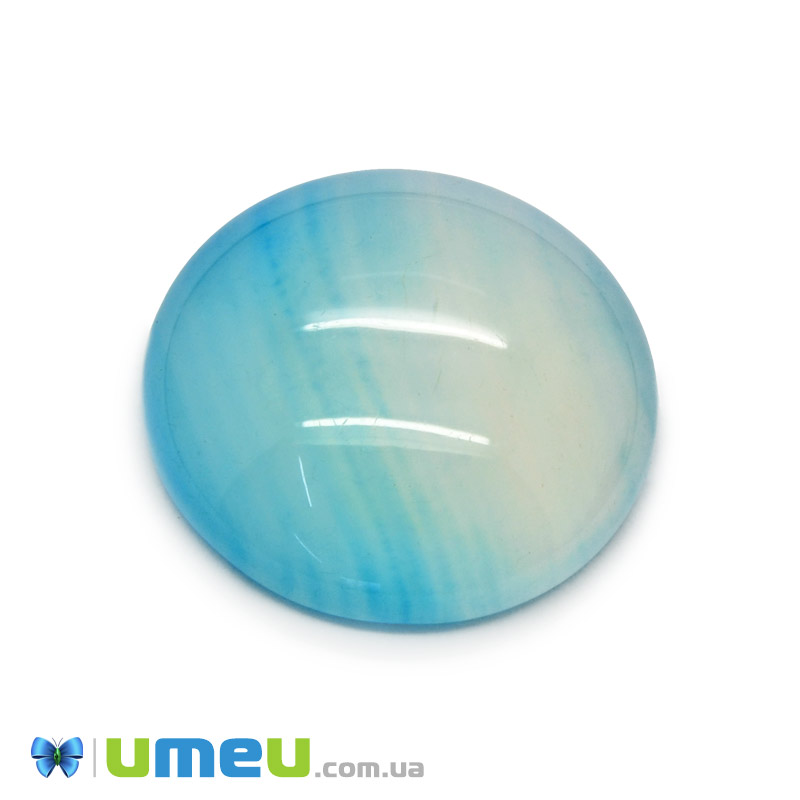 Кабошон нат. камінь Агат синій, Круглий, 20,1 мм (KAB-049983)
