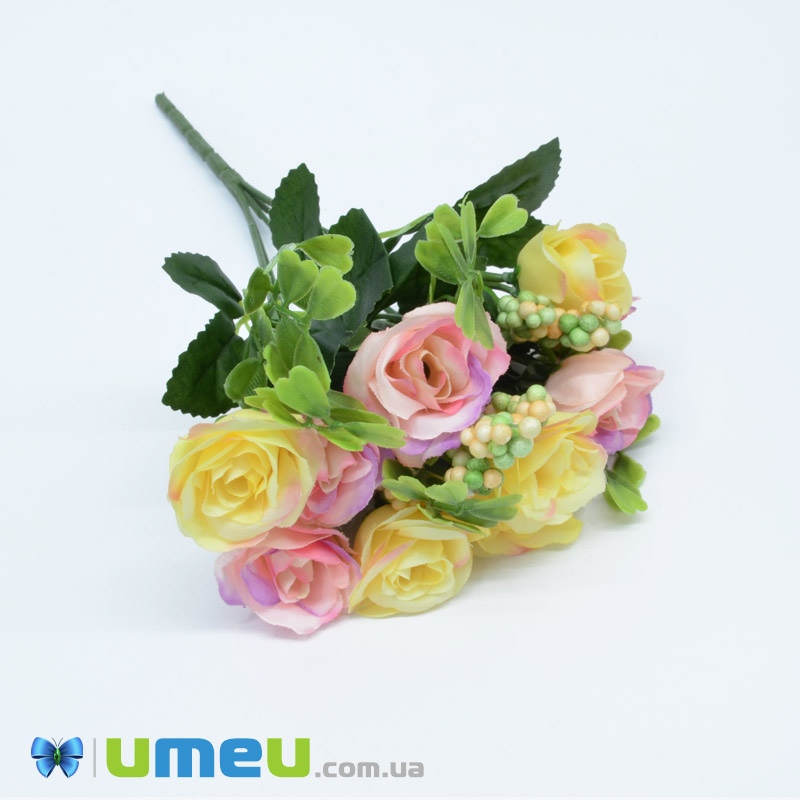 Букет троянд, 32 см, Рожево-жовтий (DIF-044830)