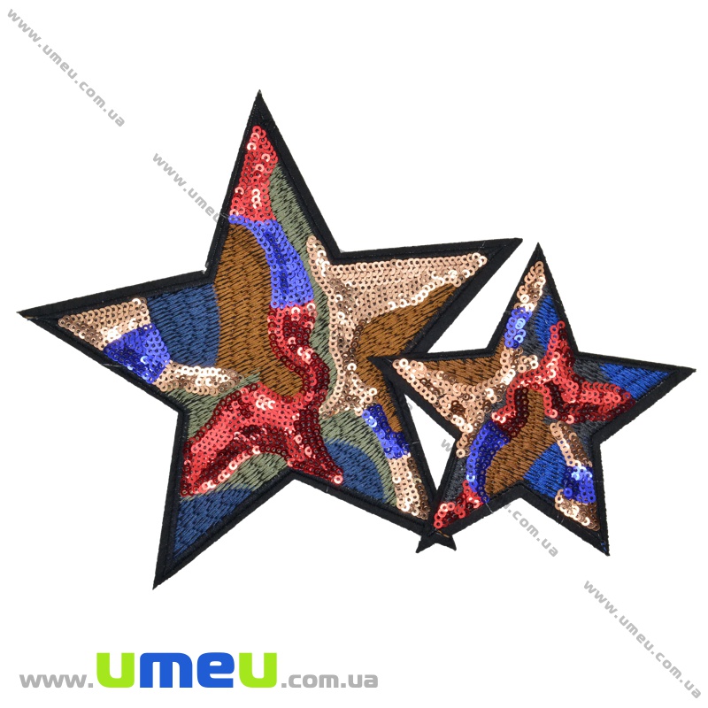 Термоаплікація з паєтками Зірка, 11х10 см, Різнокольорова (APL-035230)