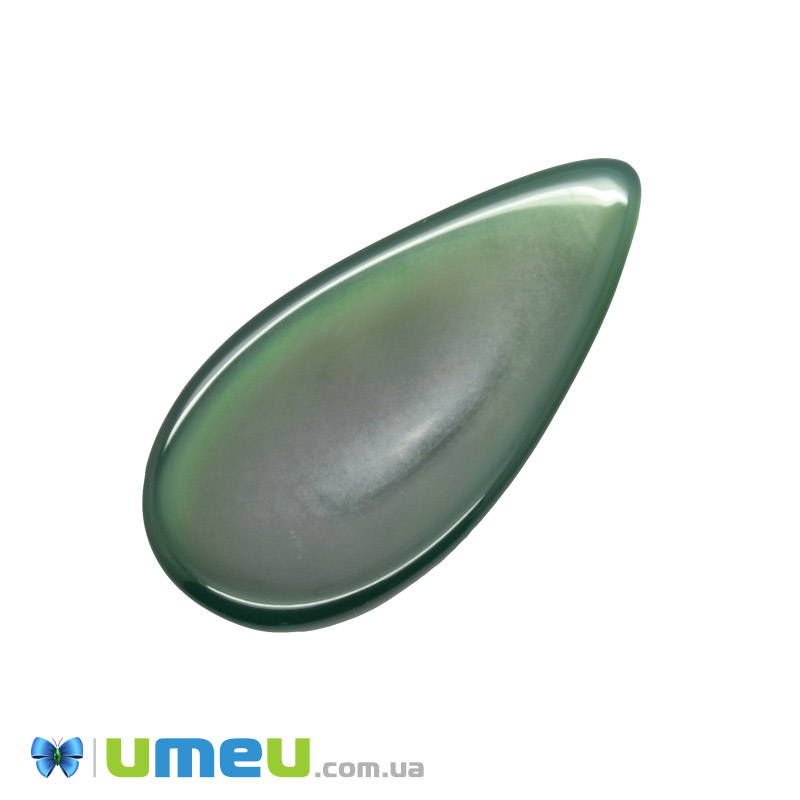 Кабошон нат. камінь Агат зелений, Крапля, 29х15 мм (KAB-050676)