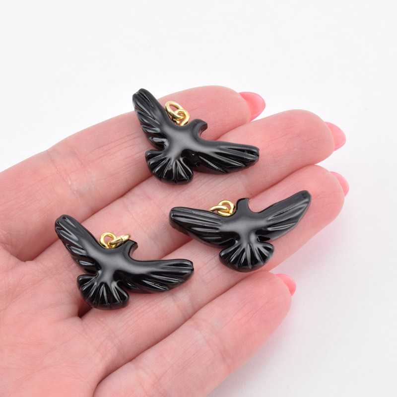 Підвіска Горлиця з полімерної глини, 30х16 мм, Чорна (POD-058986)