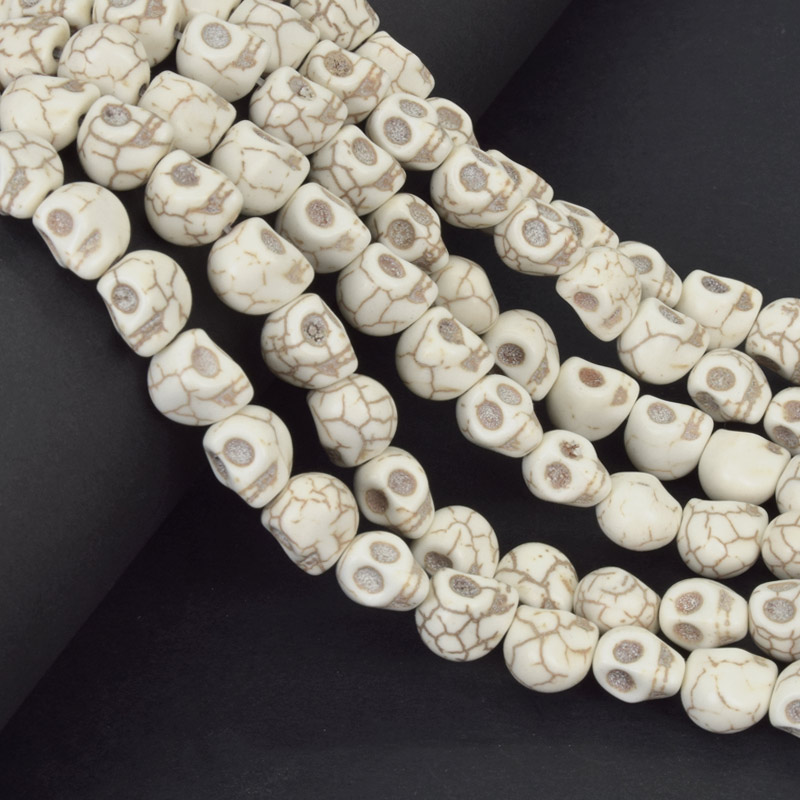 Намистини Бірюза пофарбована, Синт. камінь, 10х10х8 мм, Череп (BUS-057562)