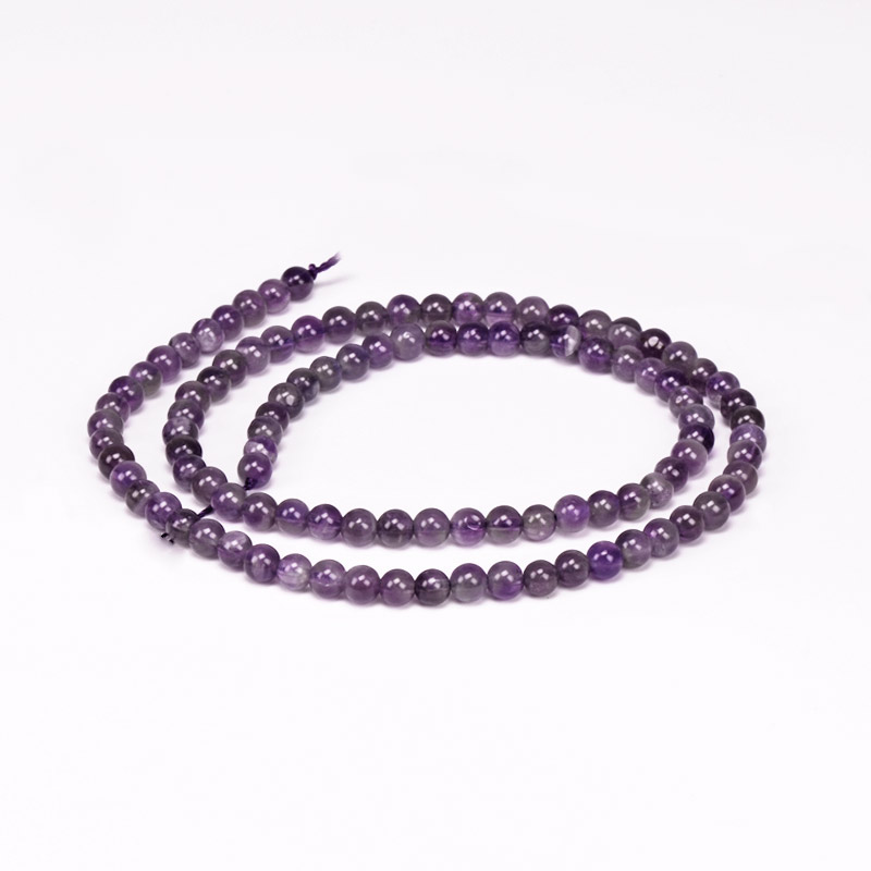 Намистини Аметист, Натур. камінь, 4 мм, Круглі (BUS-056116)