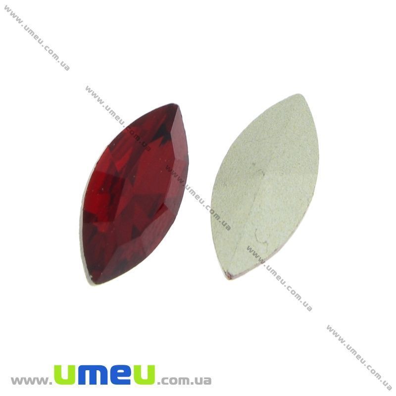 Ріволі скляний, Човник гранований, 10х5 мм, Червоний темний (KAB-025834)