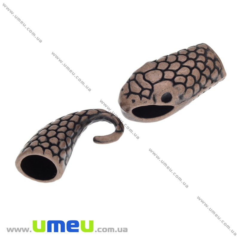 Застібка для вклеювання шнура Змія, Мідь, 41х13 мм (ZAM-025927)