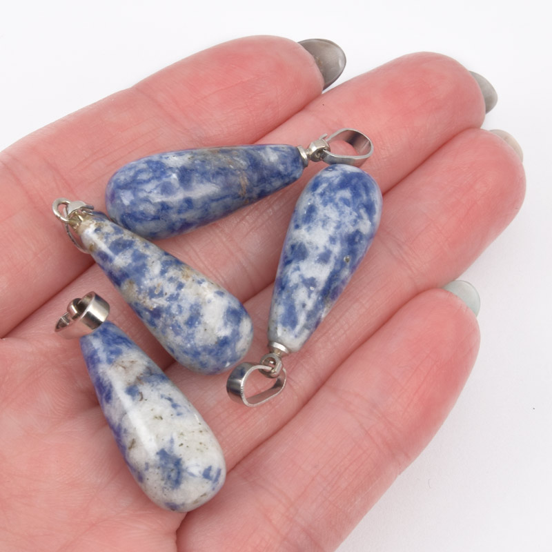 Підвіска Крапля, Натур. камінь Содаліт, 29х10 мм (POD-014461)