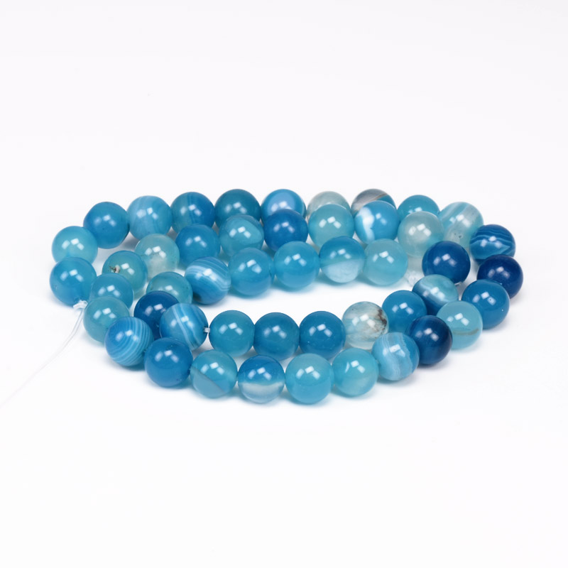 Намистини Агат синій, Натур. камінь, 8 мм, Круглі (BUS-056098)