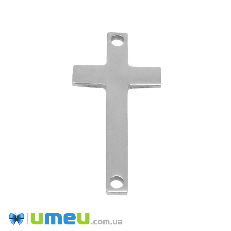 Конектор із нержавіючої сталі Хрест, 20х10 мм, Темне срібло (STL-049166)