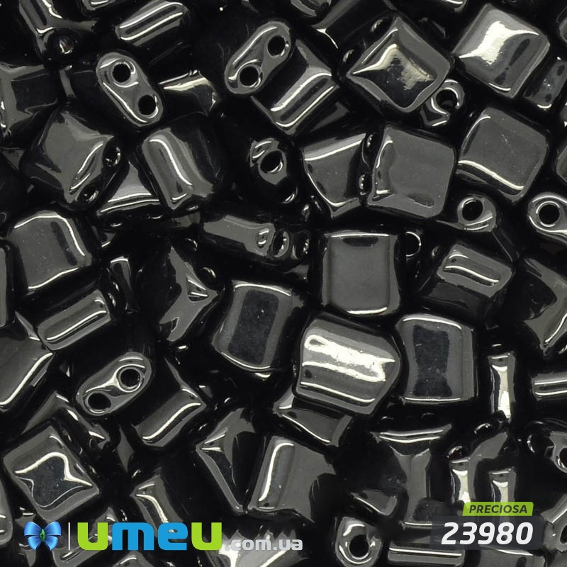 Бісер чеський Каро №23980, 5х5 мм, Чорний натуральний (BIS-028456)