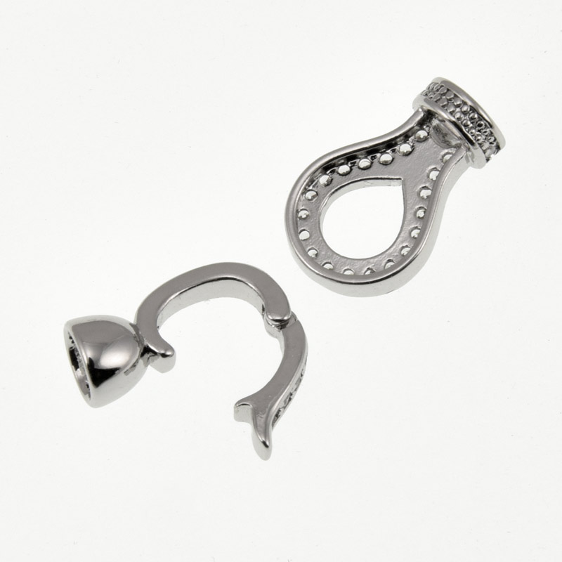 Застёжка, 23х9,5 мм, Латунь с покрытием Родий, Куб. цирконий (ZAM-060839)