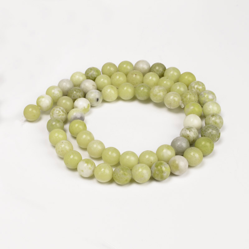Намистини Нефрит салатовий, Натур. камінь, 6,5 мм, Круглі (BUS-053977)