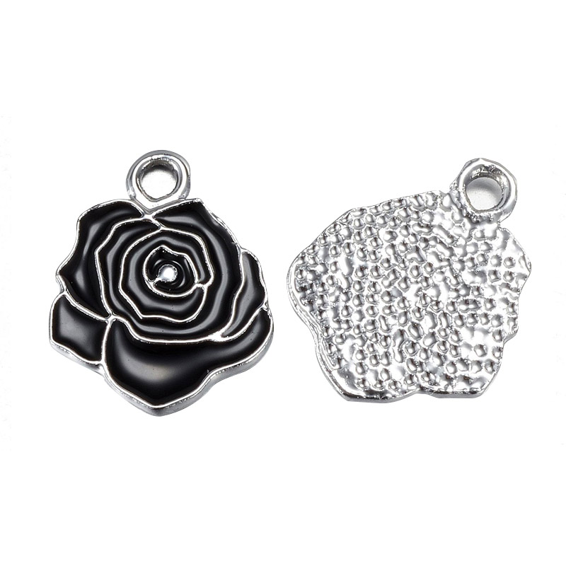 Підвіска метал. Троянда чорна, 17х14 мм, Темне срібло (POD-053841)