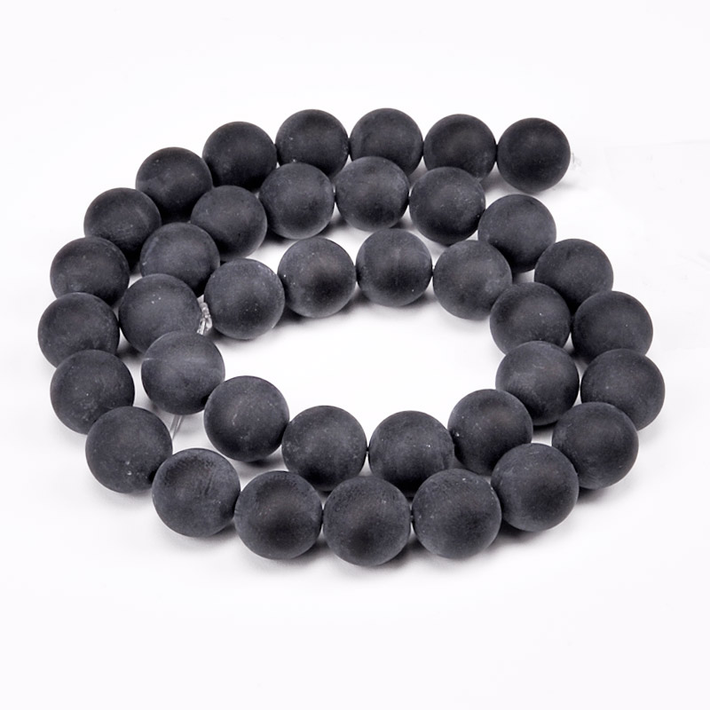 Намистини Агат чорний матовий, Натур. камінь, 10 мм, Круглі (BUS-051629)