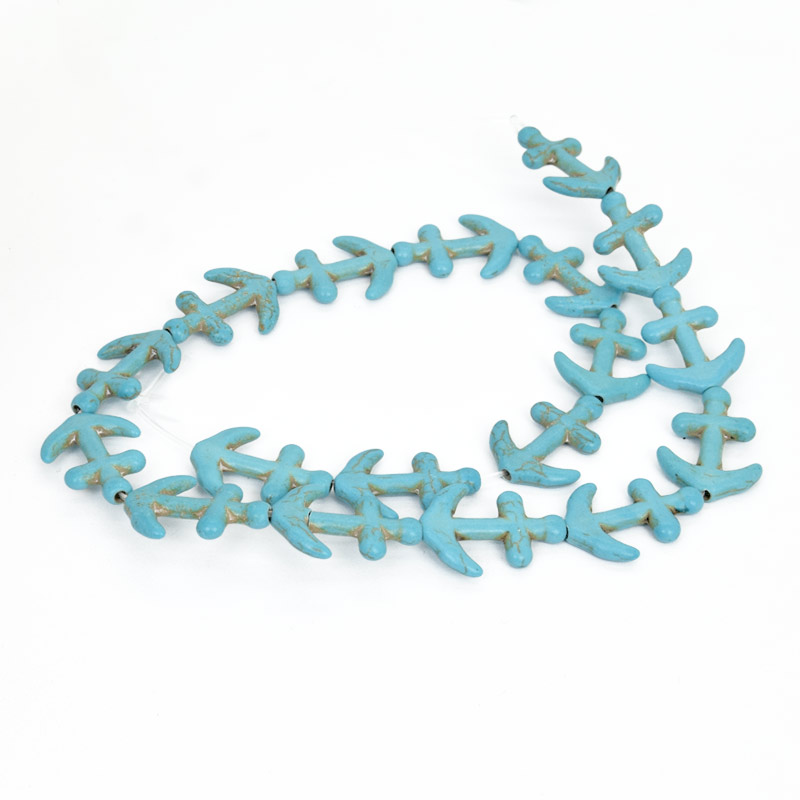 Намистини Бірюза пофарбована, Синт. камінь, 21х15х3 мм, Якір (BUS-057545)