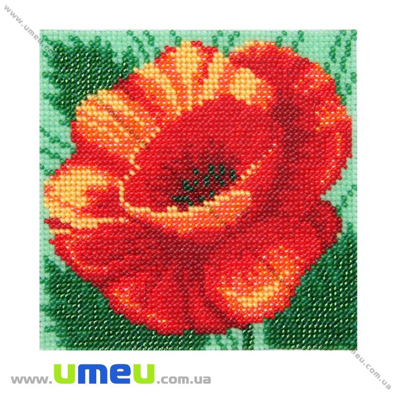 Схема для виш. бісером VDV, Червоний мак Т-350, 12х12 см (SXM-029243)