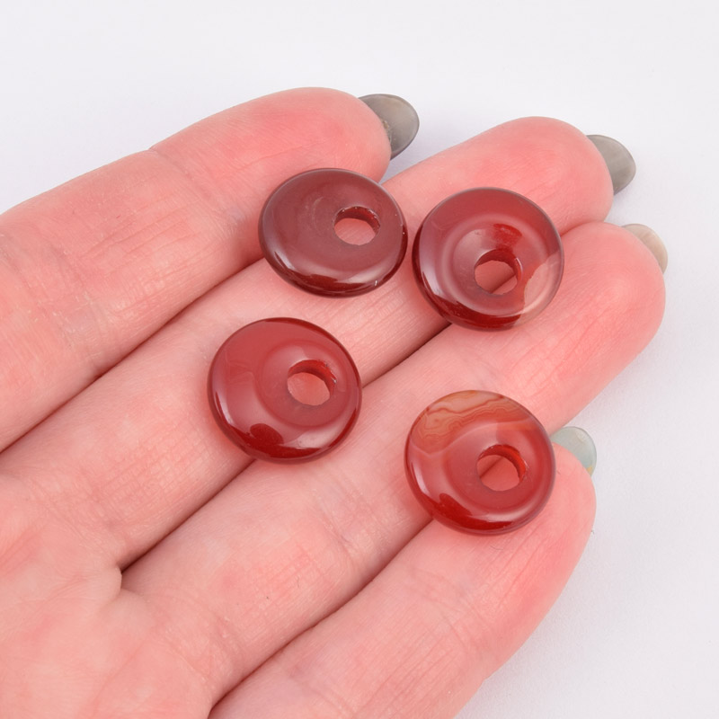 Підвіска Кругла, Натур. камінь Агат червоний, 14 мм (POD-057969)