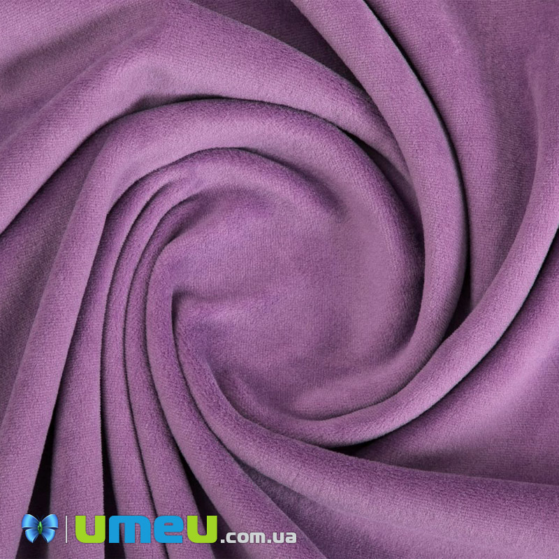 Бархат китайский стрейчевый на интерлоке Плюшевый, Сиреневый, 20х29 см (TKN-040570)