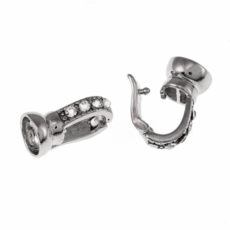 Застёжка, 15х9 мм, Темное серебро, Стразы стеклянные (ZAM-055450)